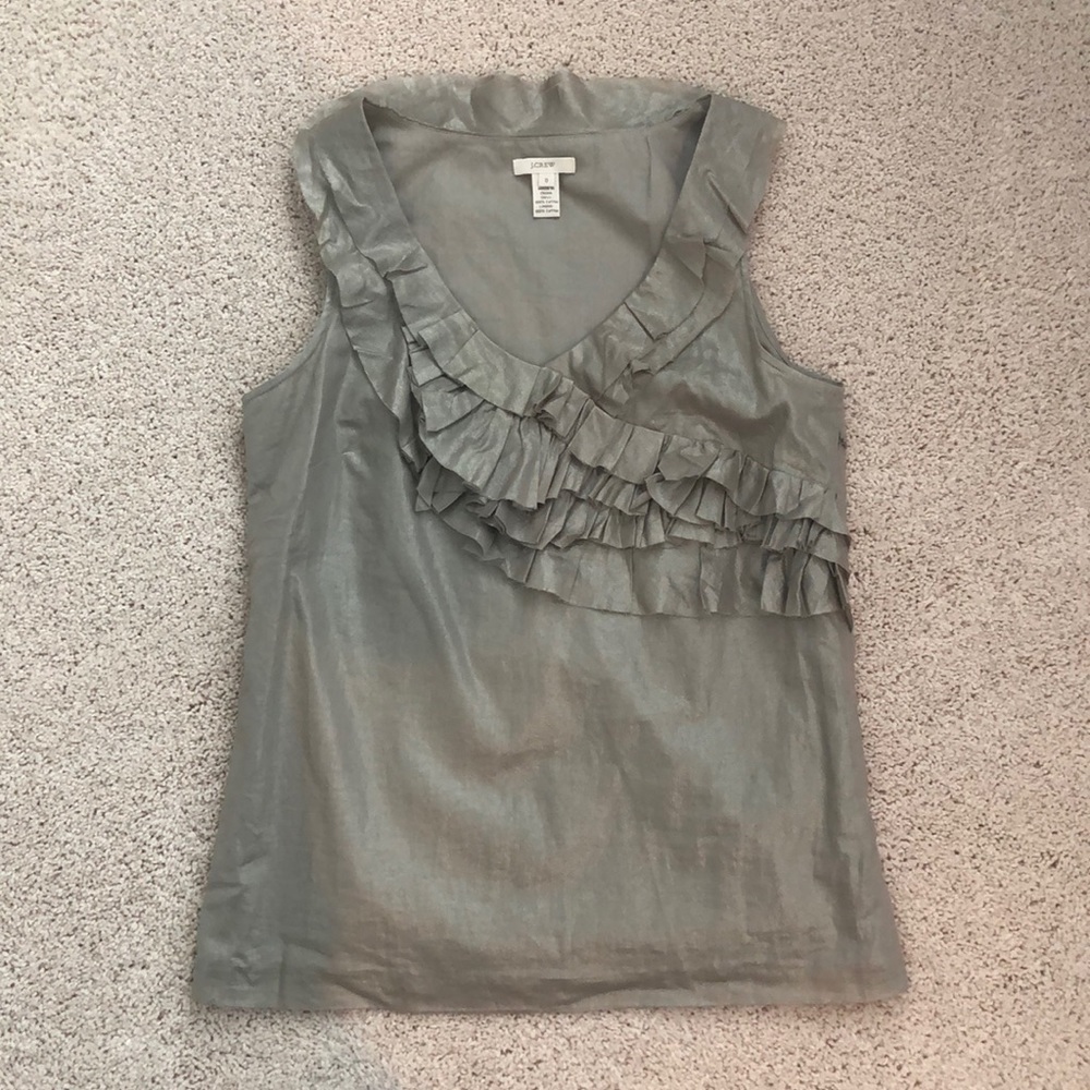 J. Crew Metallic Ruffle Top - Picture 2 of 8